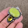Green Opal, Citrine Gemstone 925 Sterling Silver Jewelry Pendant 2.05" KKG-350