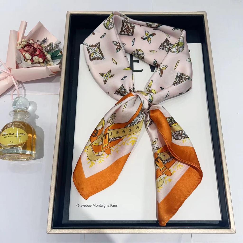 Hedvábný šátek pro ženy, módní všestranný, vysoký smysl, 70 čtverečních stop, ochrana krku, šátek, retro šátek, taška