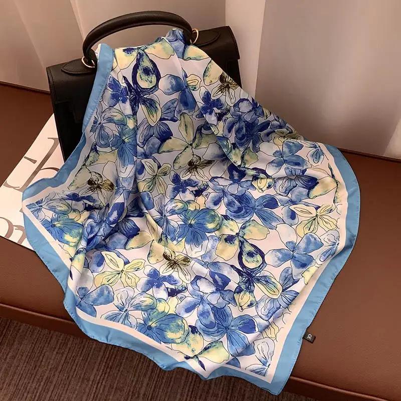 Retro 70*70 Square Scarf Colorful Silk Scarf Women Neck Scarf All-match Shawl Fashion Trendy Headscarf Women's Accessories Gifts