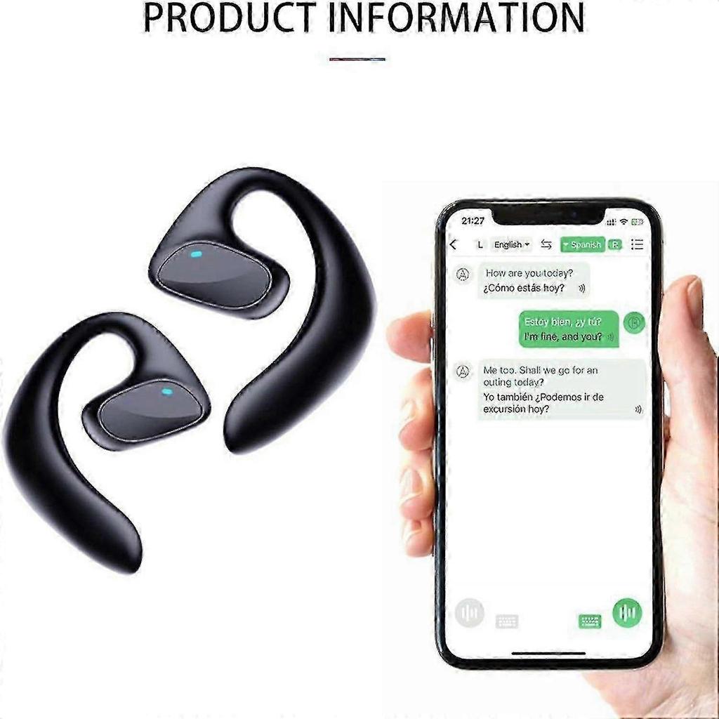 Talkbuds Translator Earphones By Qinux, Bluetooth Voice Translator In 114 Languages, Black, Ideal For Travel And Study Banx3_jstj