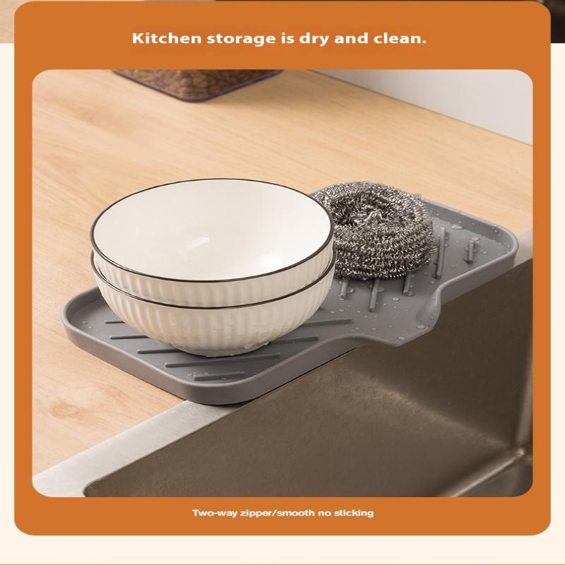 1 st Diskho Silikonbricka med Avlopp Tvål Svamp Förvaringshållare Diskho Skrubborste Tvålförvaringsställ