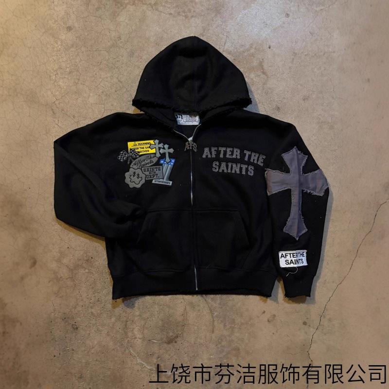 American street hot-selling hooded cardigan casual sweater letter 3d printed jacket trendy top street