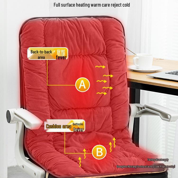 Heated Office Chair Cushion with Backrest - Electric Warming Pad for Autumn and Winter