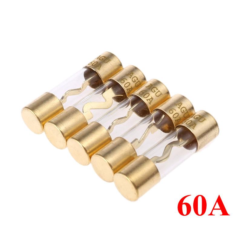 

5Pcs Gold Plated Glass AGU Fuse Fuses Pack Car Audio Amp Amplifier 60A 80A 100A армія зелений колір