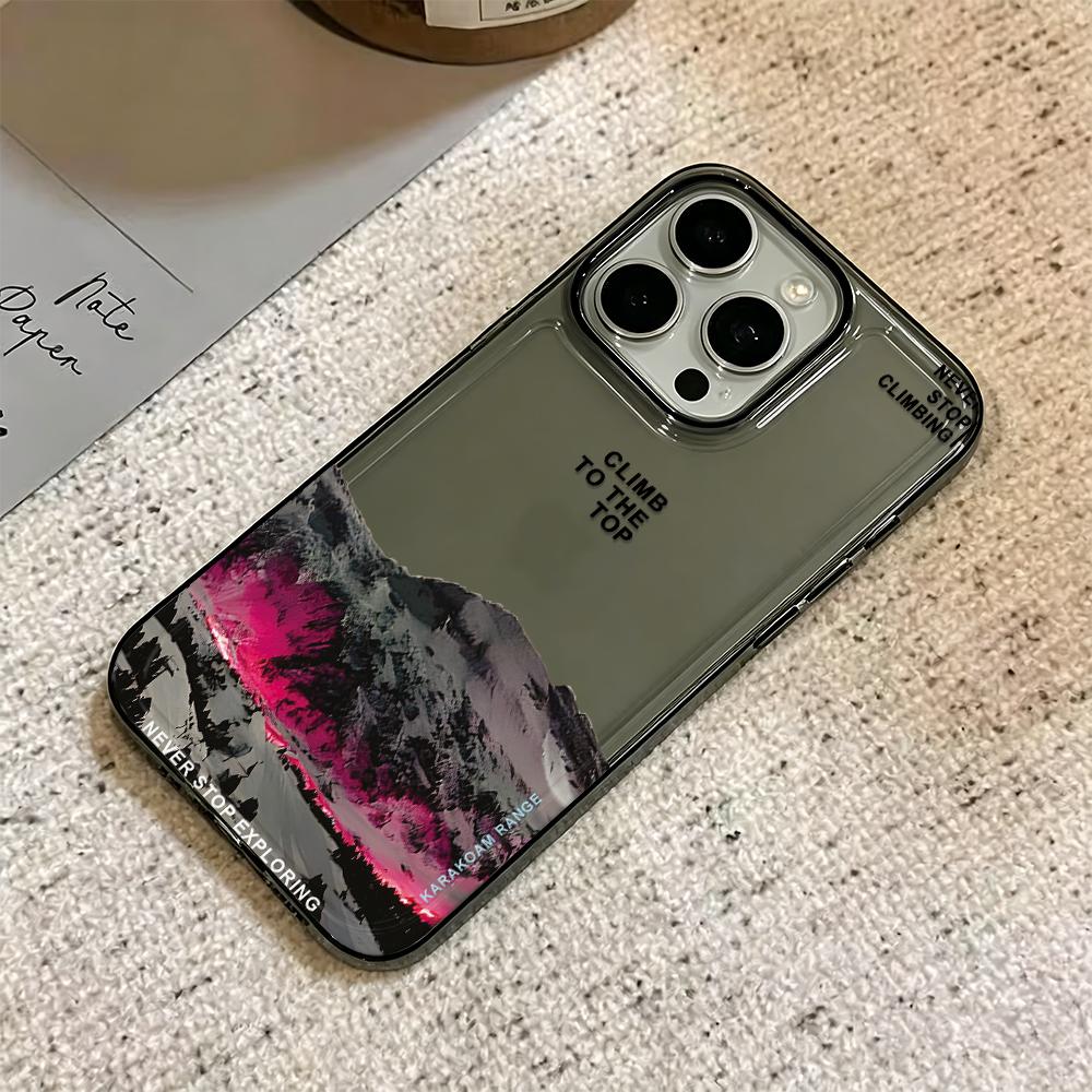 Schneebirge Illustration Handyhülle Für Iphone 14 Pro Max 16 15 14 Pro 13 17 Air 12 11 15 Plus Stoßfestes Silikon Weiche Hülle