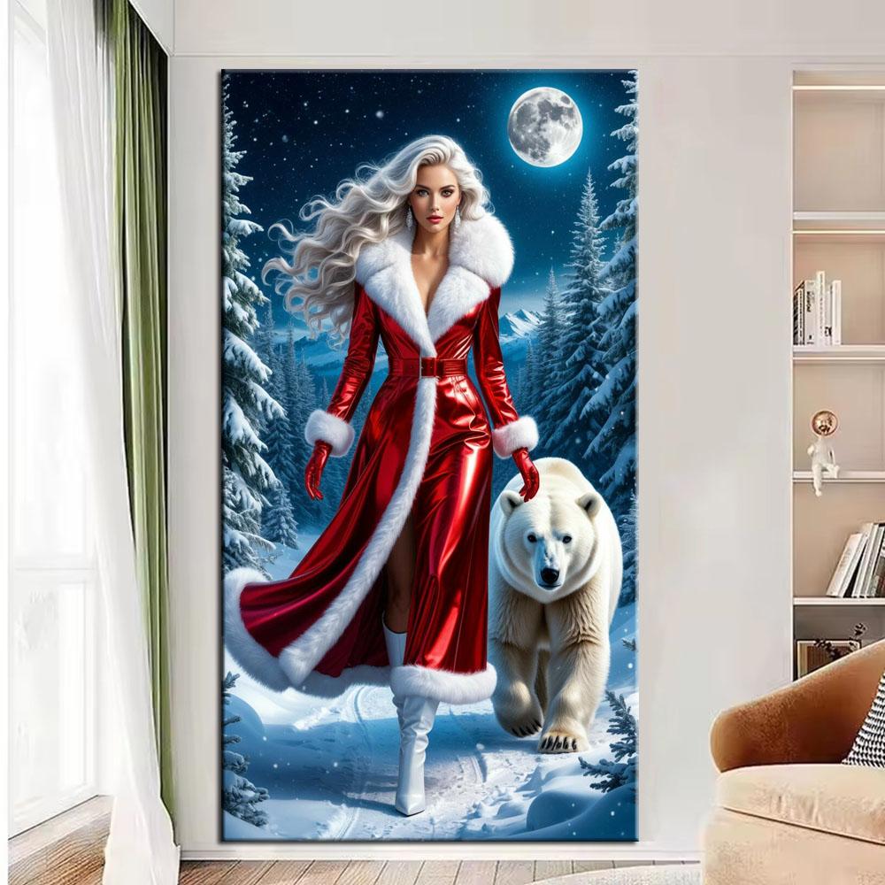 Large Size Mosaic DIY Full Diamond Painting Kits Art Beautiful Woman Tiger Lion and Leopard Embroidery Cross Stitch Rhinestones