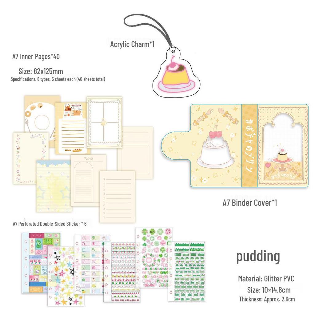 A7 Planner: Glitter Detachable Loose-Leaf Sticker Storage Album - Pocket-Size, Portable, Cute Wakawaka Design