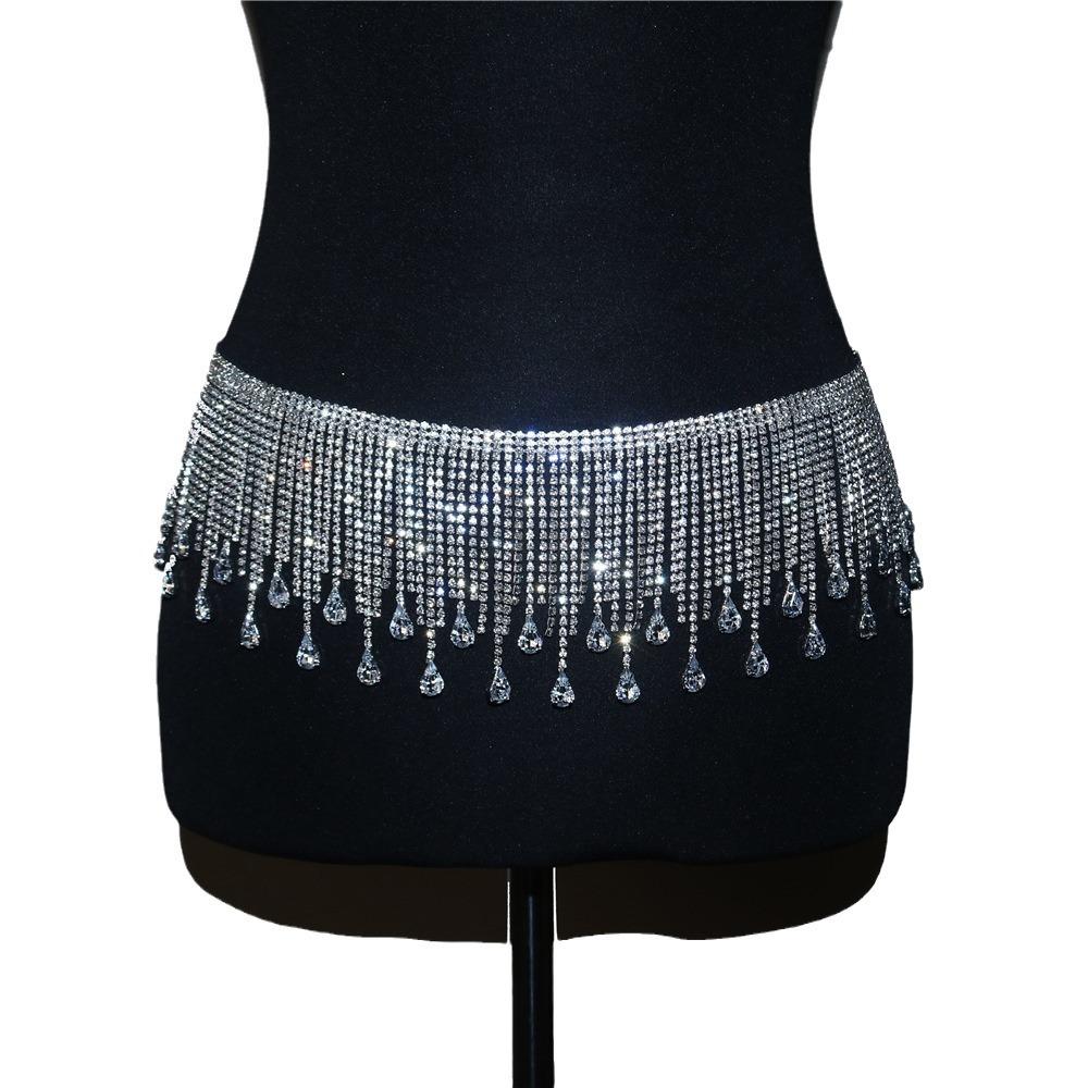 European And American Ins Colorful Fringed Shiny Rhinestone Skirt Chain, Dancer Stage Performance Belt Belt Chain Nightclub Queen Accessories