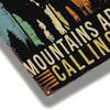 Vintage Mountains Calling Metal Wall Sign Rustic 8x12 Inch Iron Plaque Hiker Silhouette Outdoor Cabin Decor
