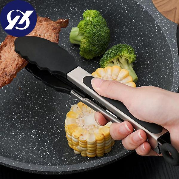 

1 шт. кухонные щипцы Нескользящие кухонные щипцы из нержавеющей стали с умной фиксацией и силиконовыми насадками для гриля, барбекю, сервировки салата, льда