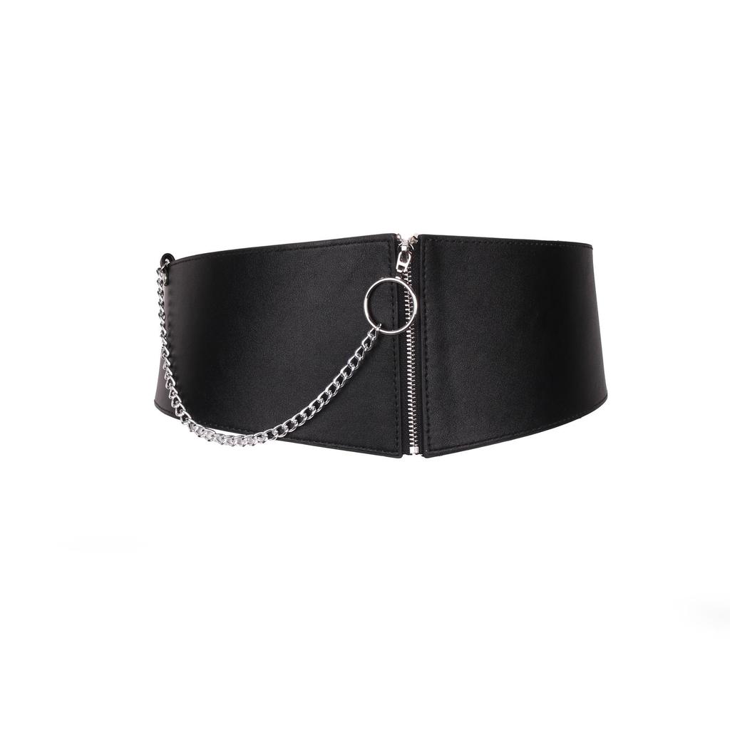 Adjustable Leather Chain Waist Belt with Snap Buttons for Young Fashion