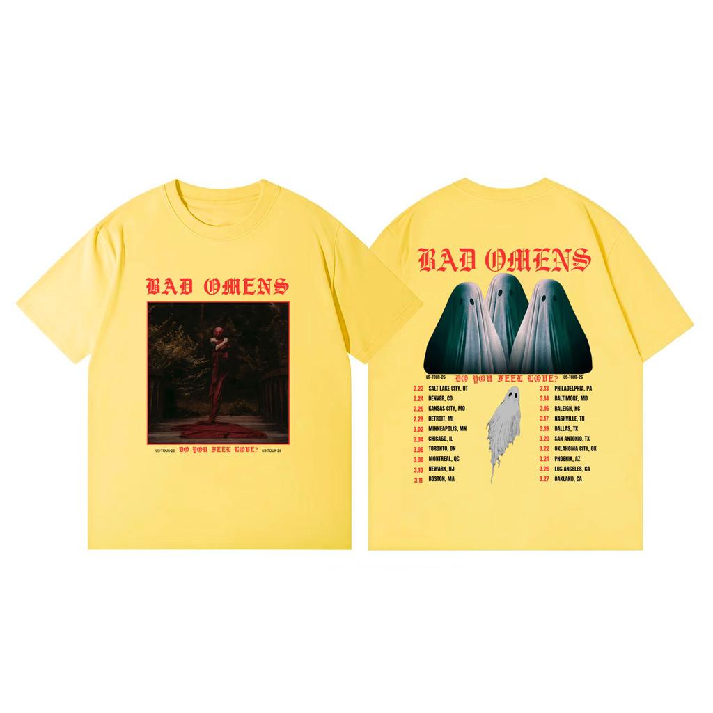 Bad Omens Do You Feel Love Tour 2026 Grafiska T-shirts Gotisk Vintage Kortärmad T-shirt Herr Dam Mode Casual Lös T-shirt
