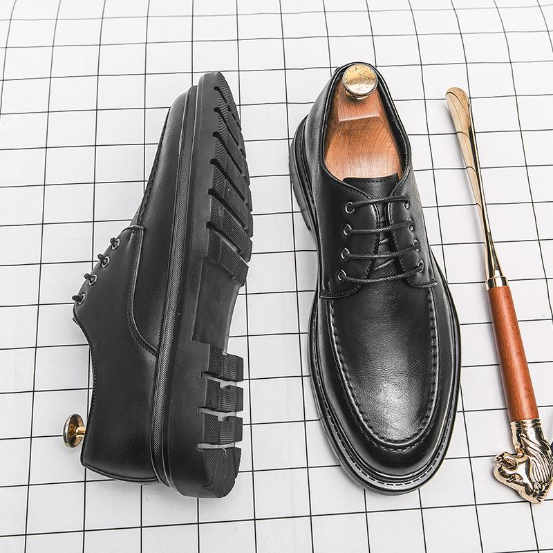 Fashion 2024 New Men Derby Shoes Casual Gentleman Fashion Business Men Dress Wedding Shoes Leather Shoes Flat Men Shoes Free Shipping