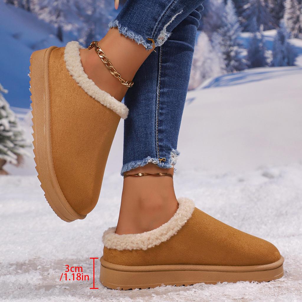 2025 New Autumn and Winter Foreign Trade Flat-bottomed Warm Slippers Fluffy Outer Wear Thick-soled Velvet Snow Boots Women