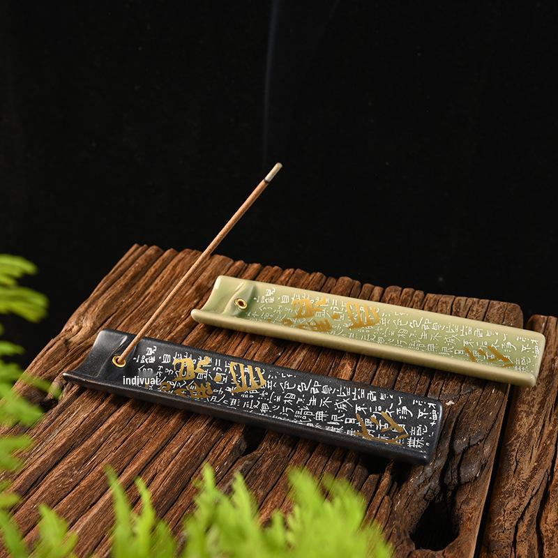 Bamboo Ceramic Incense Holder | Handmade Aromatherapy Burner | Creative Slice Design