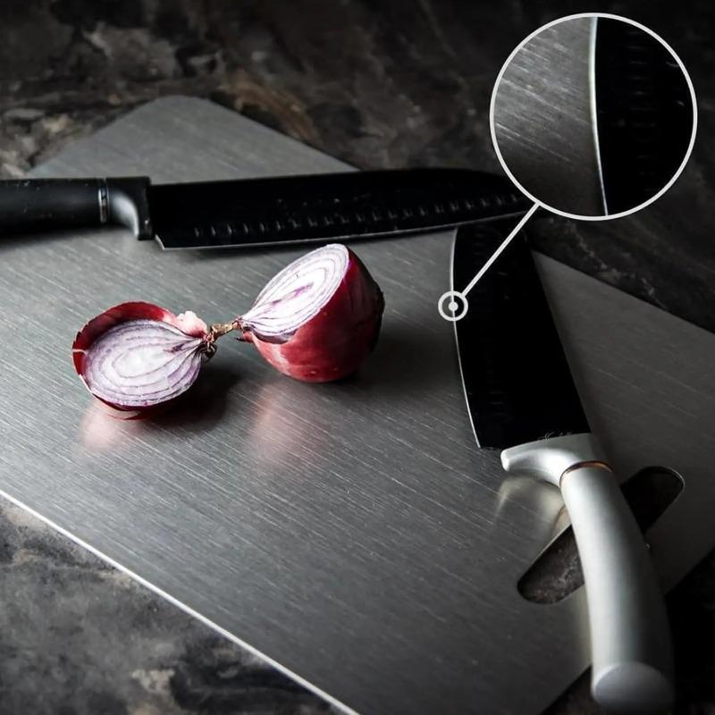 3Pcs Stainless Steel Cutting Board Food Grade Double-sided Metal Fruit Vegetable Chopping Board Hanging Kitchen Cutting Board