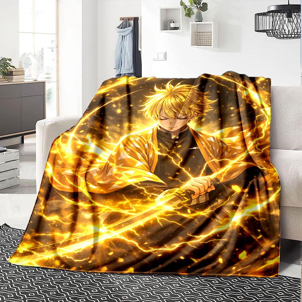 1pc Agatsuma Zenitsu Blanket, Gift, for Men and Women, Soft Blanket, Good for Sofa Bed Couch Travel, Lightweight Flannel Blanket