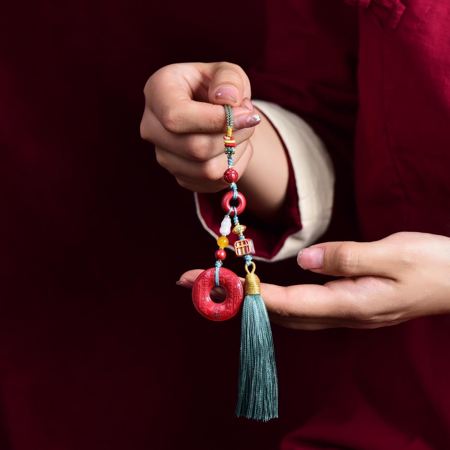 Vermilion Hannya Eye Pendant: Red Sand Color, Unisex, Handmade, High-End Design Authentic High-Content Vermilion