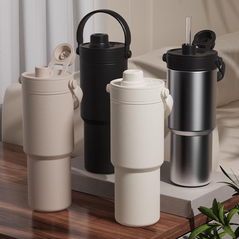 Premium 316 Stainless Steel Insulated Travel Cup with Ceramic Liner & Straw