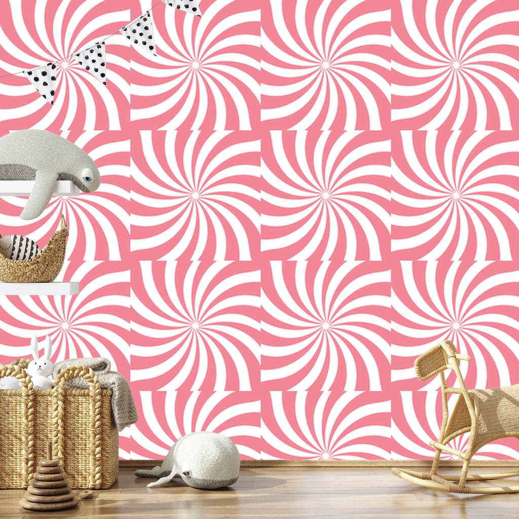 Hippie background wallpaper coral, white and powder pink 50x1000