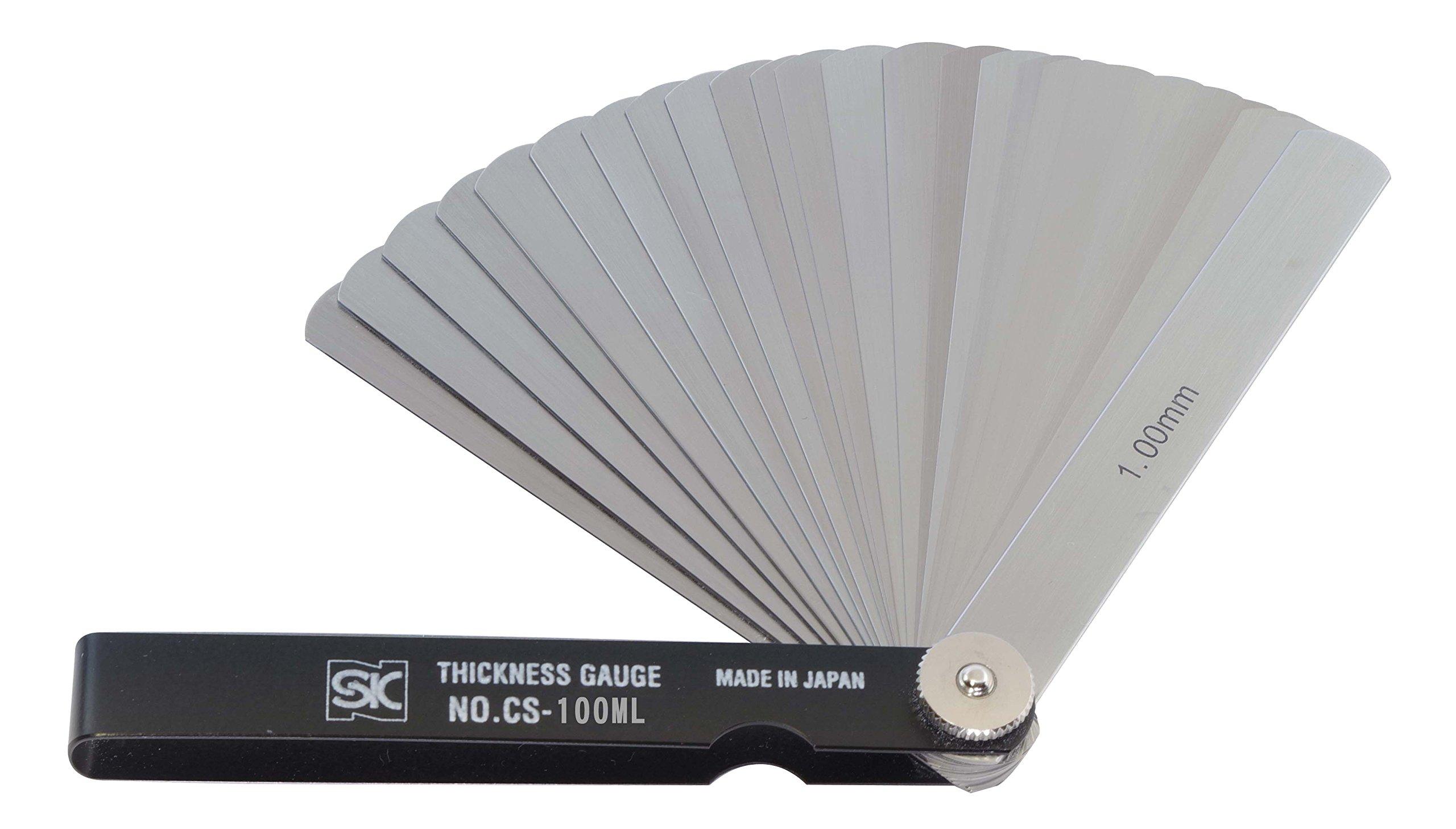 

Niigata Seiki SK Thickness Gauges (Thickness Gauges) Made in Japan, Color Sleeve Type, Black, 19-Pack, 100mm, CS-100ML, 0.01-1.00mm