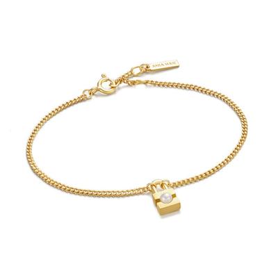 ANIA HAIE Padlock Lock Pearl 925 Silver Bracelet B054-01G