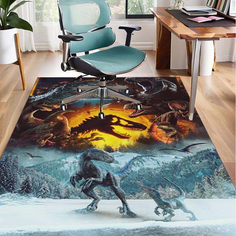 Dinosaur Moonlit Adventure Office Rug Chair Mat, Game Carpet, Suitable for Front Door, Bedroom, Living Room, Desk, Holiday Gift