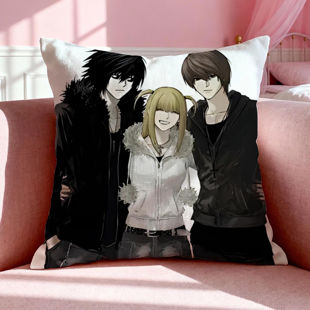 Anime D-Death Note Double-Sided Printed Pillow Cover Short Plush Suitable Living Rooms Bedrooms Sofas Throw Cushion Cover
