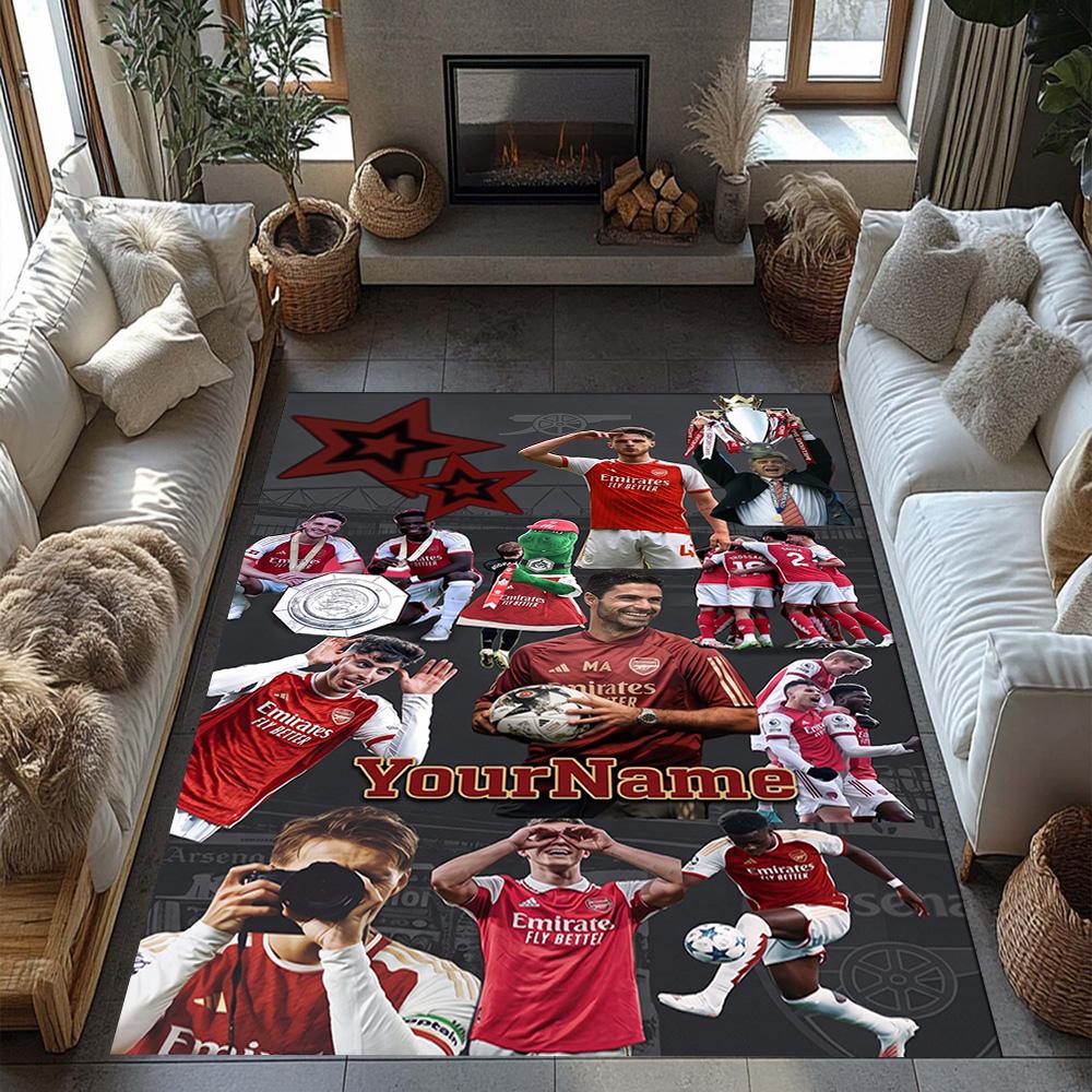 Arsenal Customizable Name Floor Mat Perfect for Living Rooms Hallway Playrooms Balcony Antislip Carpet Anime Office Decor