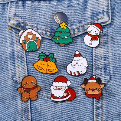 Cute Cartoon Christmas Day Enamel Brooch Creative Santa Claus Snowman Tree Lapel Pin Badge Backpack Clothing Hat Accessories