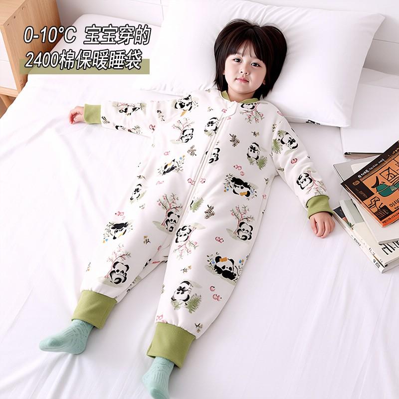 Winter Cotton Padded Sleep Sack Toddlers 3-8 Years Warm Long Sleeve Anti-Kick Sleepwear Girls Boys