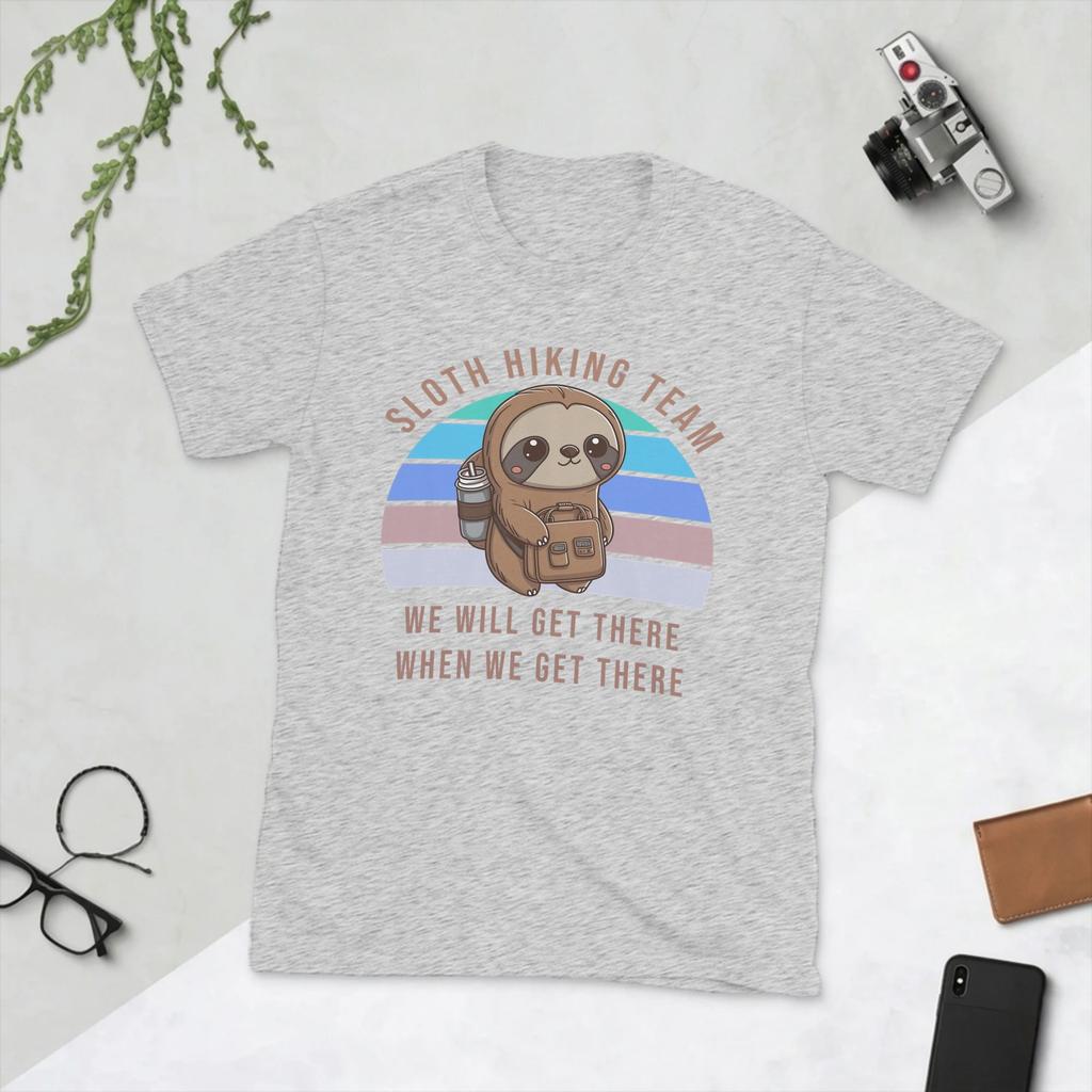 Sloth Hiking Team Funny Vintage Unisex T Shirts Creative Tees Short Sleeve Round Collar TShirt Cotton Plus Size Clothes