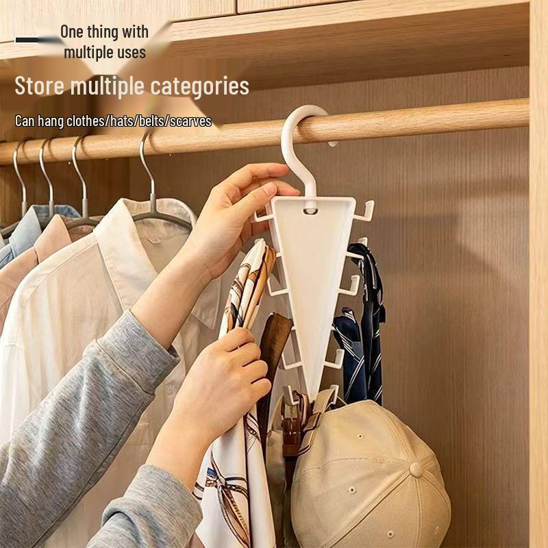 V-Shaped 360° Rotating Dual-Sided Hanger with 12 Hooks for Clothes, Hats, and Bags