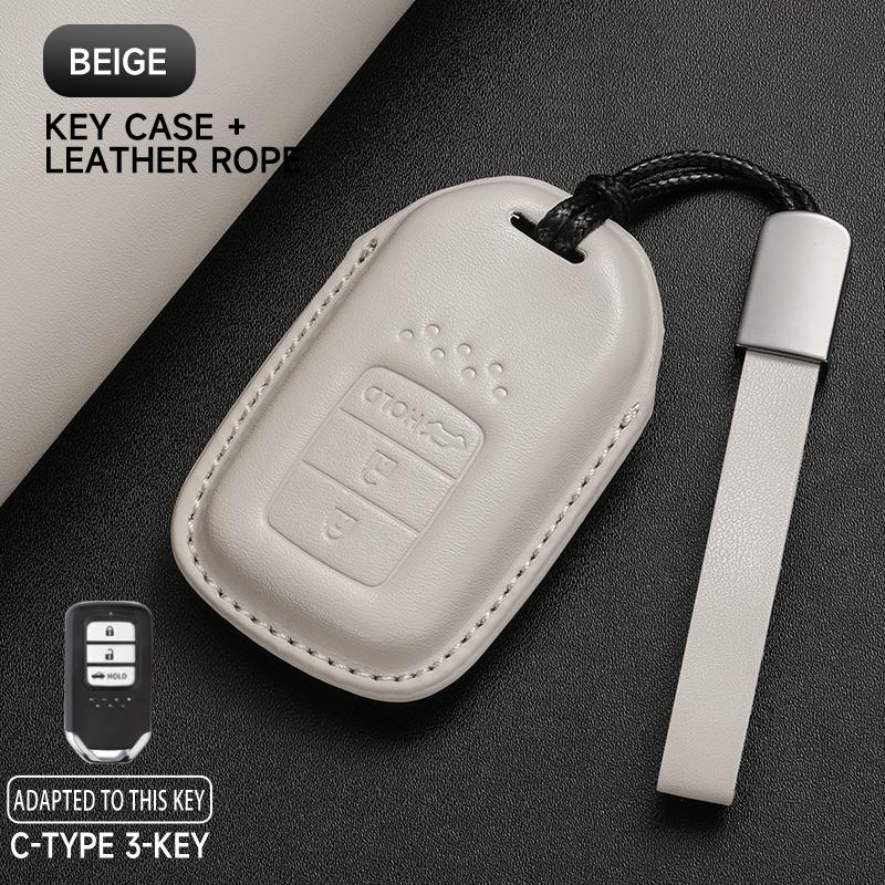 Leather Car Key Cover Case Protection Shell Keychain For Honda Accord Civic 8 10 11 Th Gen HR-V CR-V BR-V Vezel Jazz Freed Pilot