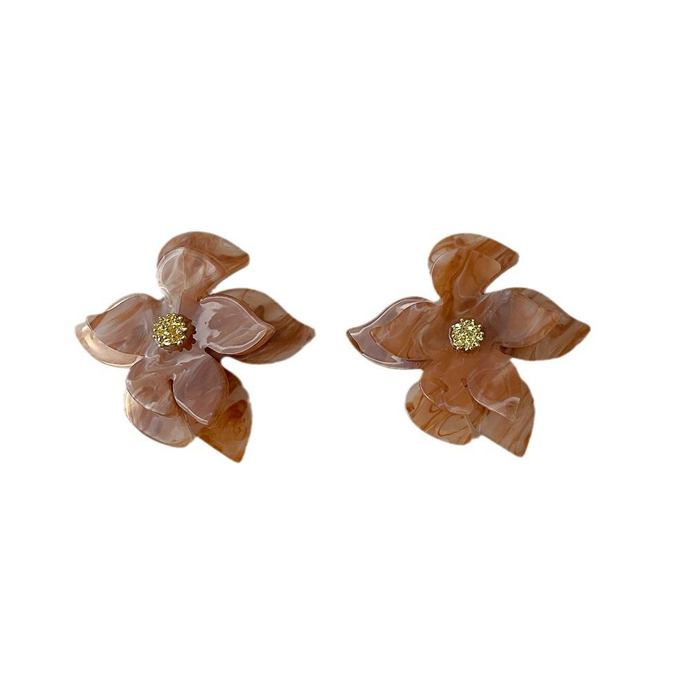 Retro Acrylic Flower Earrings with S925 Silver Needle - High-End, Exaggerated European & American Dangle Jewelry