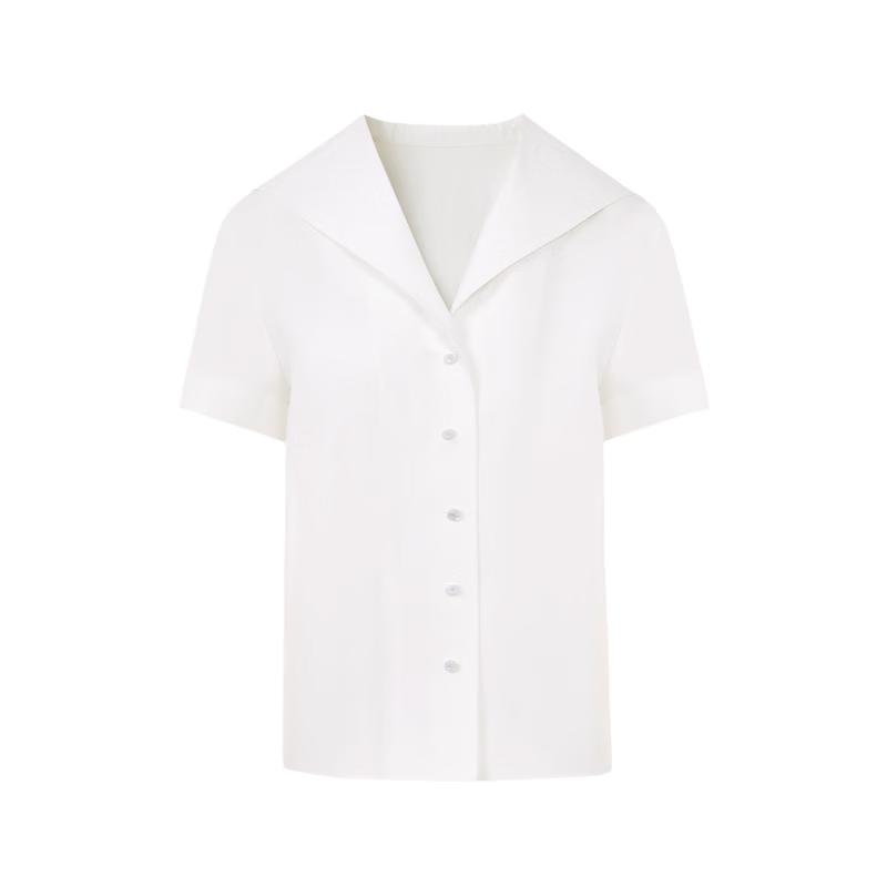 LANCY Lyocell Sailor Collar Short Sleeve Shirt L