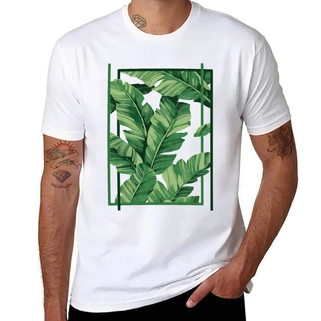 Tropical Banana Leaves TShirt Korean Fashion Plus Size Tops Mens Workout Shirts