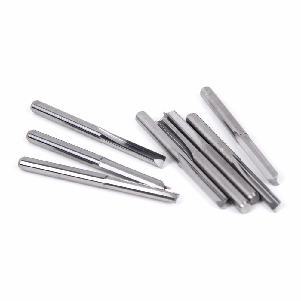 10pcs/ Set 1/8 Shank 2 Flutes Straight Slot Carbide End Mill CNC Router Bit Lot