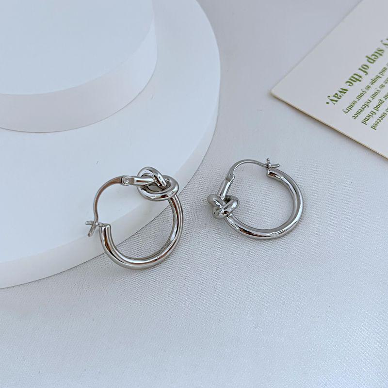 Chic Minimalist Heart Knot Metal Earrings