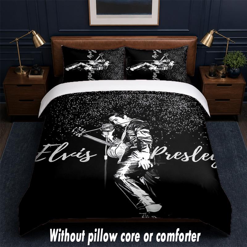 Elvis Presley Design Bed Bedding Set 1 Duvet Cover + 2 Pillowcases Soft Breathable Household Bed Linens