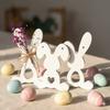 1pc Silicone Mold Easter Triple Rabbit Tag Home Desktop Atmosphere Decoration Festival Gift Resin Gypsum Candle Handicraft Gift