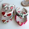 Pretty Knitting Floral Embroidery Tape Knotted Hairbands for Women Girls Shopping Party Photography Head Wears