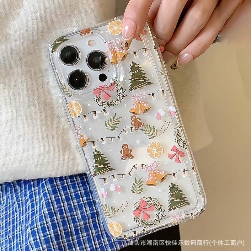 Christmas Graphic Print Clear Phone Case for iPhone 17 Air 16 15 14 13 12 11 Pro Max Cover iPhone Air 16E SE2 7 8 Plus Cartoon Winter Shockproof Cover