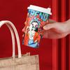 Baijie Disposable Cups, Coffee Cups with Lids, National Trend Paper Cups for Milk Tea And Soy Milk, Hot Drink Cups, 500ml, 25 Pieces