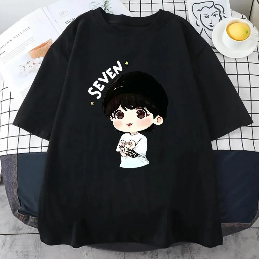 JungKook Seven T-shirt Harajuku WoMen's Aesthetic Fun Kawaii Short Sleeved Unisex Casual Sports Print T-shirt Women Clothing