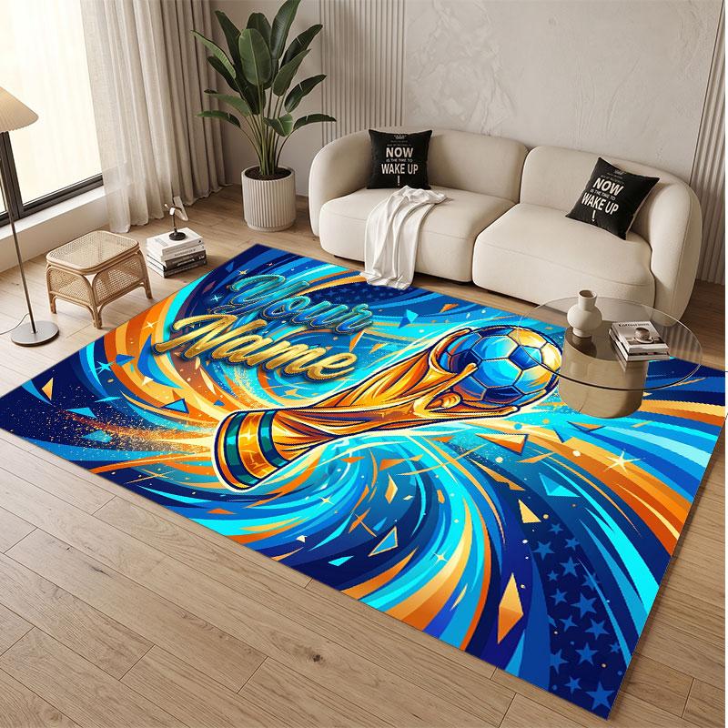 Celebration Theme Soft Crystal Velvet Rug Custom Name & Text Print Non Slip Floor Rug for Bedroom Living Room