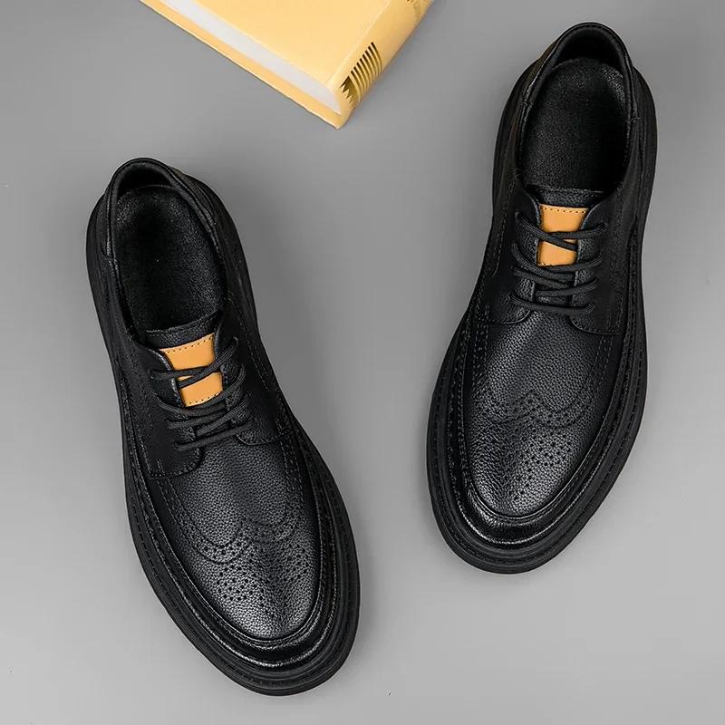 Men elevator leather shoes business dress shoes all-match comfortable increase 4cm casual shoes platform height increasing shoes