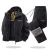Mens Autimn Winter Sportswear Set Retro Training Thick Fleece Jacket + Pants Two Piece Set Casual Ski Running Tracksuit Suit
