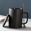 Retro Style Personalized Frosted Ceramic Mug Japanese Home Black Breakfast Cup with Lid and Spoon Office Mugs