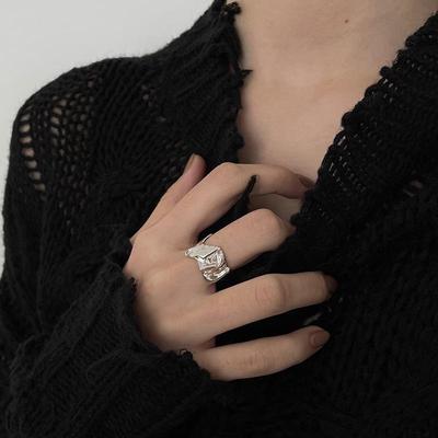 S925 Silber Geometrisch Unregelmäßig Retro Koreanischer Stil Offener Ring für Frauen